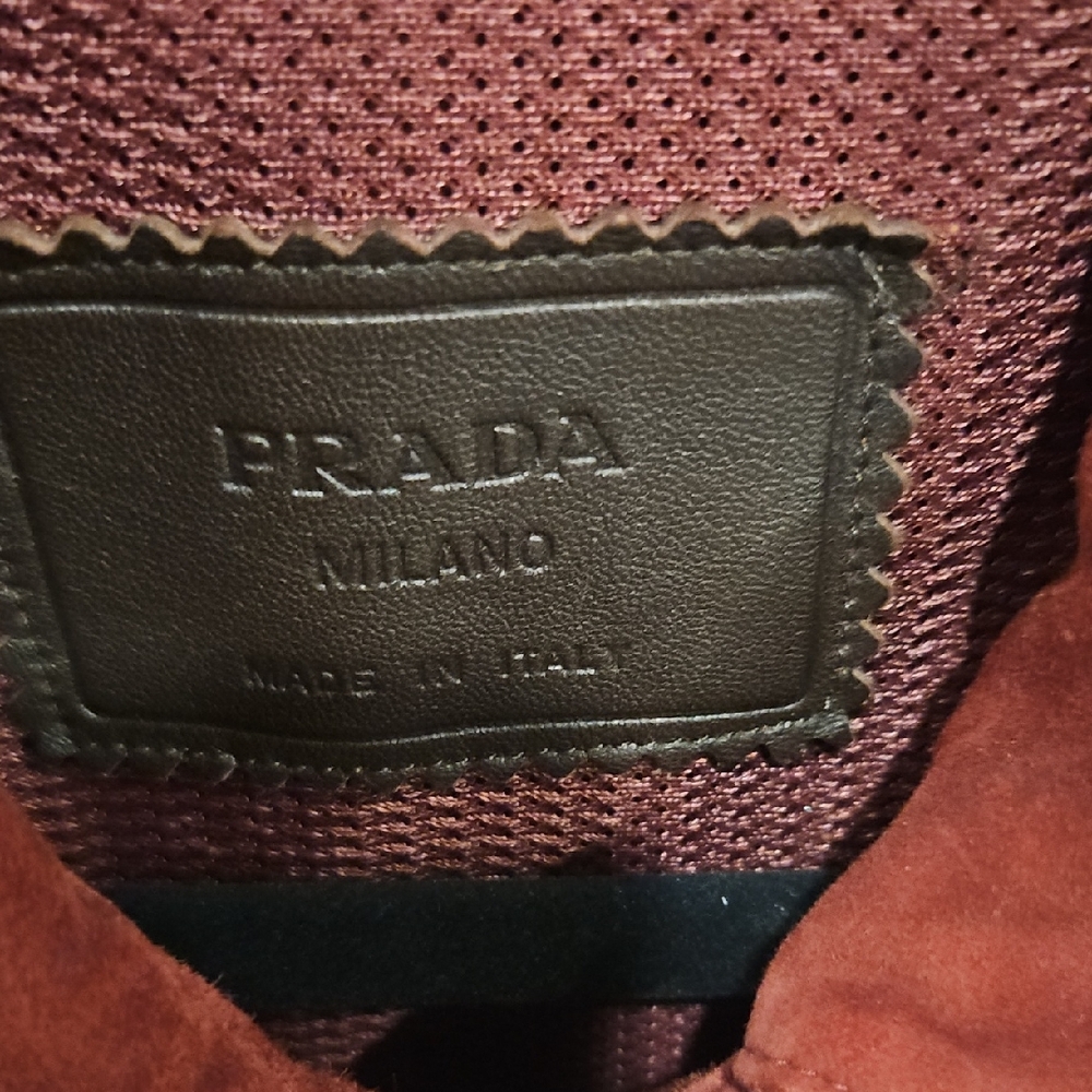 Prada Burgundy Suede Leather Jacket - Picture 2 of 9